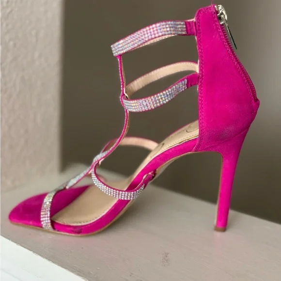 Jessica Simpson Women's Oliana Gem Bright Pink Embellished Stiletto Heel Sz 5M - Picture 3 of 9